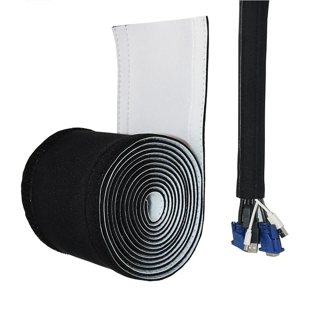 50-300mm Cable Management Sleeve Flexible Neoprene Wrap Wire Cord Hider Cover Organizer Wiring Electrical Equipment Accessories
