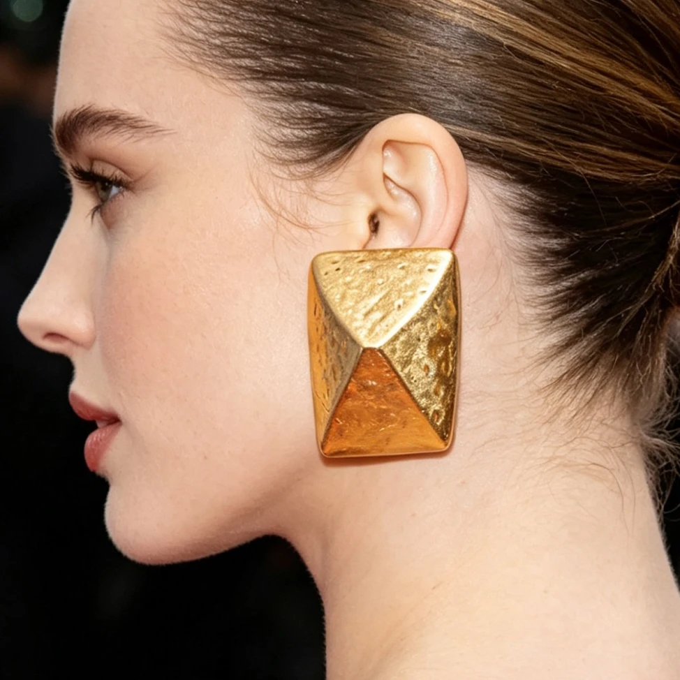 Europe America Super Large Gold Color Earrings Women Top Quality Designer Luxury Jewelry