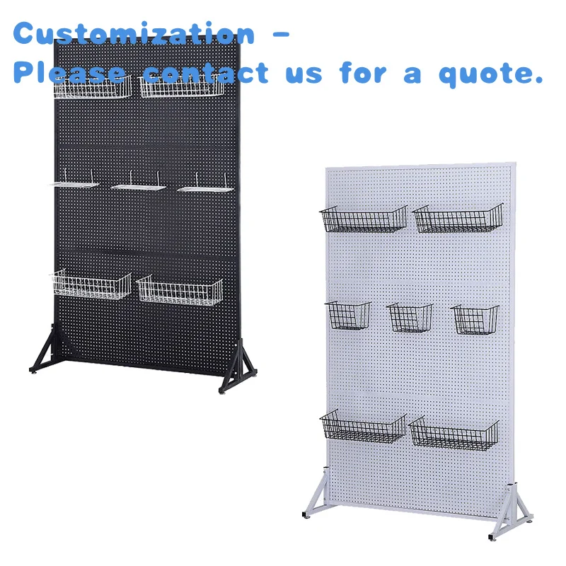 custom.Metal White Round Hole Floor Standing Pegboard Shelf Display Hook Functional Peg Hook Display Retail Store