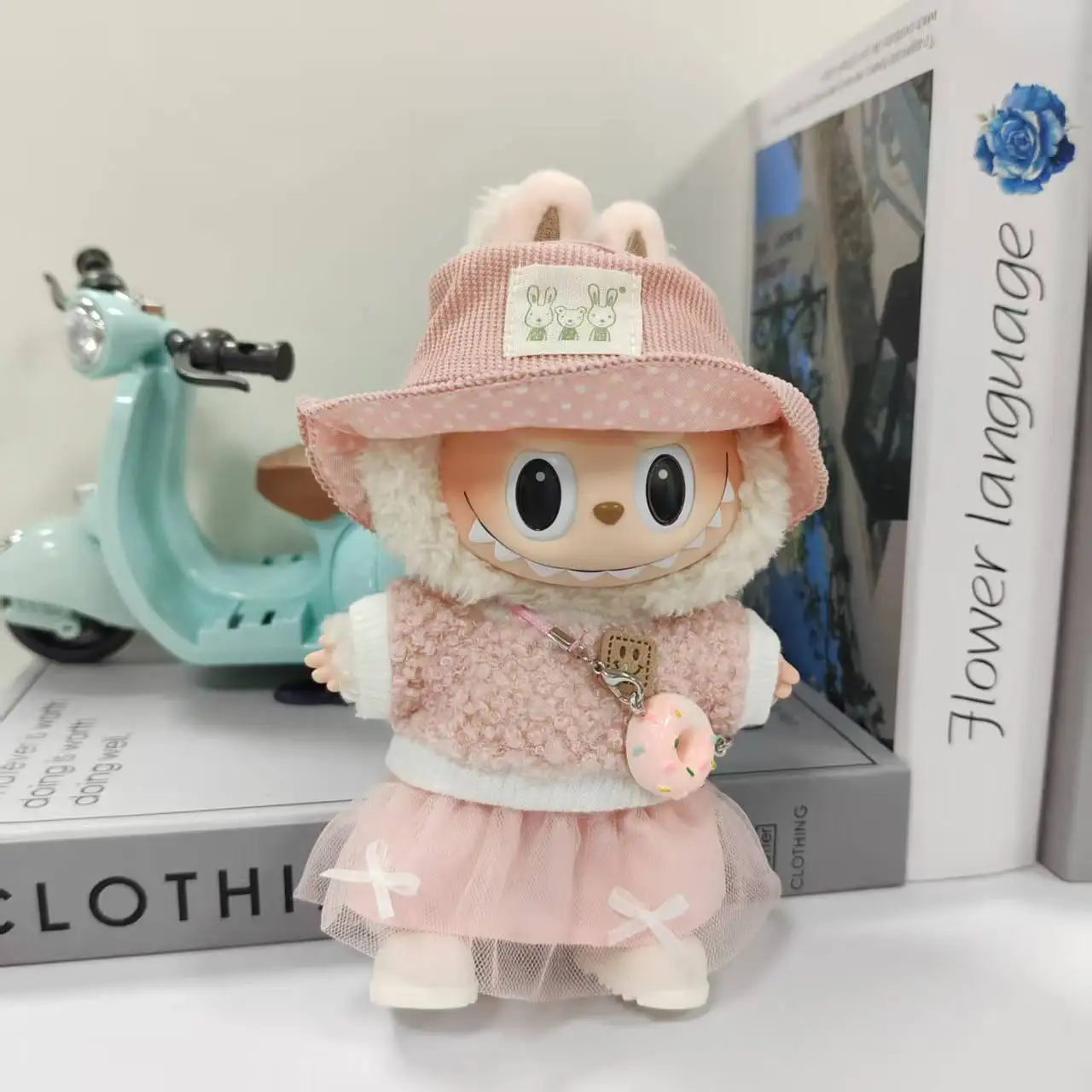 

Mini Doll'S Clothes Outfit Accessories for 15-17cm Ropa Labubu & 10cm Cotton Doll Love Hoodie Pink Yarn Skirt Clothing no doll