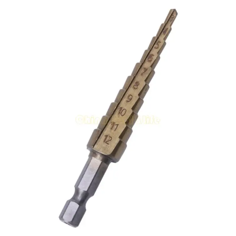 57QF HSS Bước được bao phủ Bộ 1/4 Shank 3-12mm Công cụ cắt công cụ
