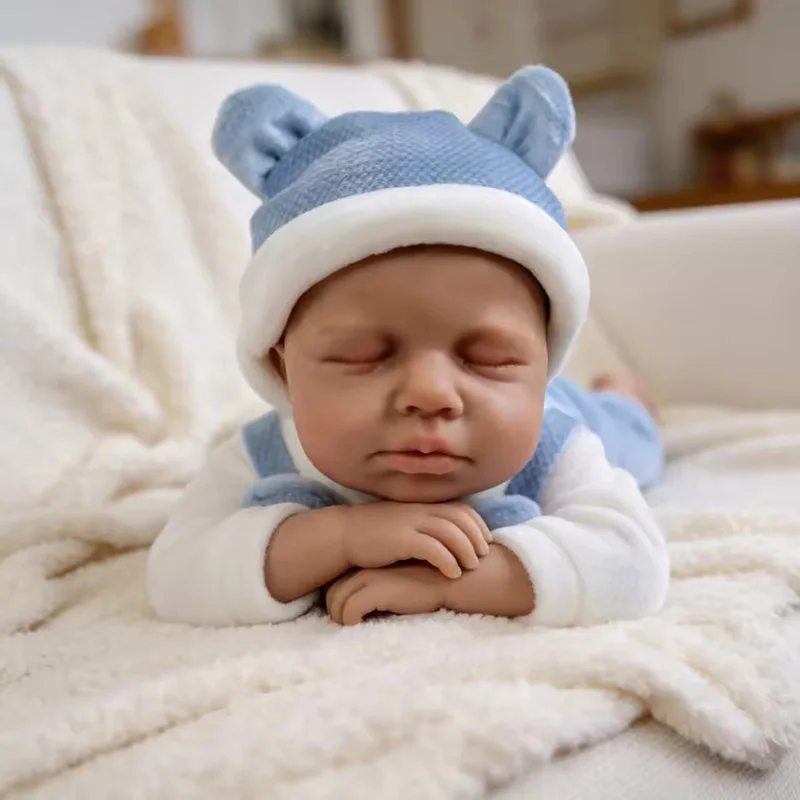 

12" 30CM Soft Solid Silicone Baby Doll Loulou with dark skin 100% Silicone Baby Dolls Elastic Squishy Handy Dolls Children Gift