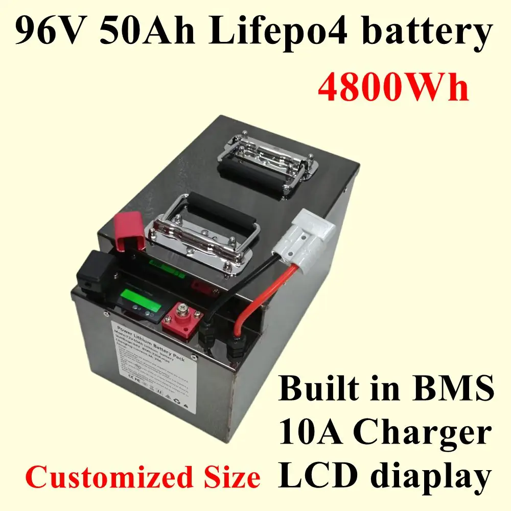 

96v 50Ah Lifepo4 battery pack BMS 32S 118.4V for AGV inverter vehicle scooter Motorcycle 8000W Forklift + 10A charger.