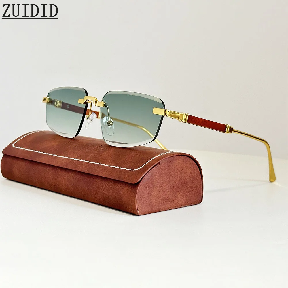 2026 Holz Randlose Sonnenbrille Frauen Trendy Sonnencreme Vintage Sonnenbrille Männer Urlaub Mode Gläser Lentes De Sol Mujer Okulary