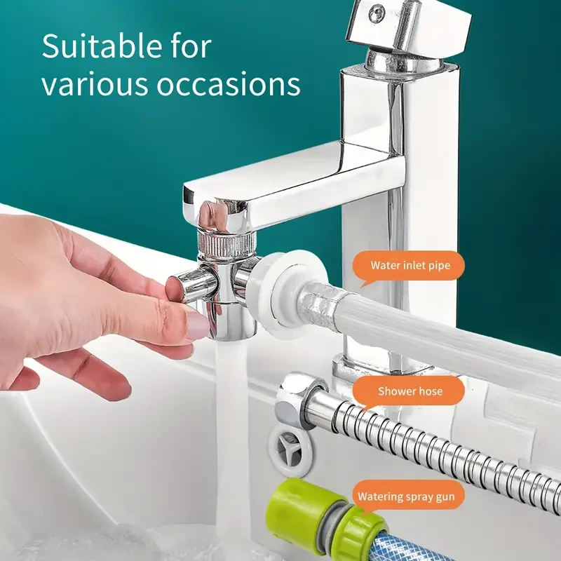 

3-Way Faucet Diverter - Durable Zinc Alloy, Easy Flow Control, Silvery Finish - Perfect for Sink Upgrades & Gifts