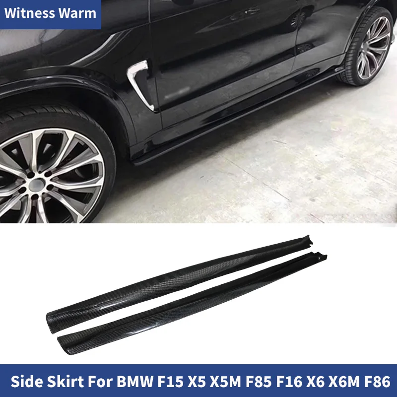 Car Side Bumper Skirts Extensions Lip Carbon Fiber For BMW F15 X5 X5M F16 X6 X6M F85 F86 M-SPORT 2015-2018 3D Style