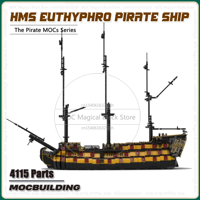 Pirate Ship HMS Euthyphro MOC Building Blocks Revenge Warship Technology Bricks Sailboat Ship Boat Set Creative Toys Xmas Gifts