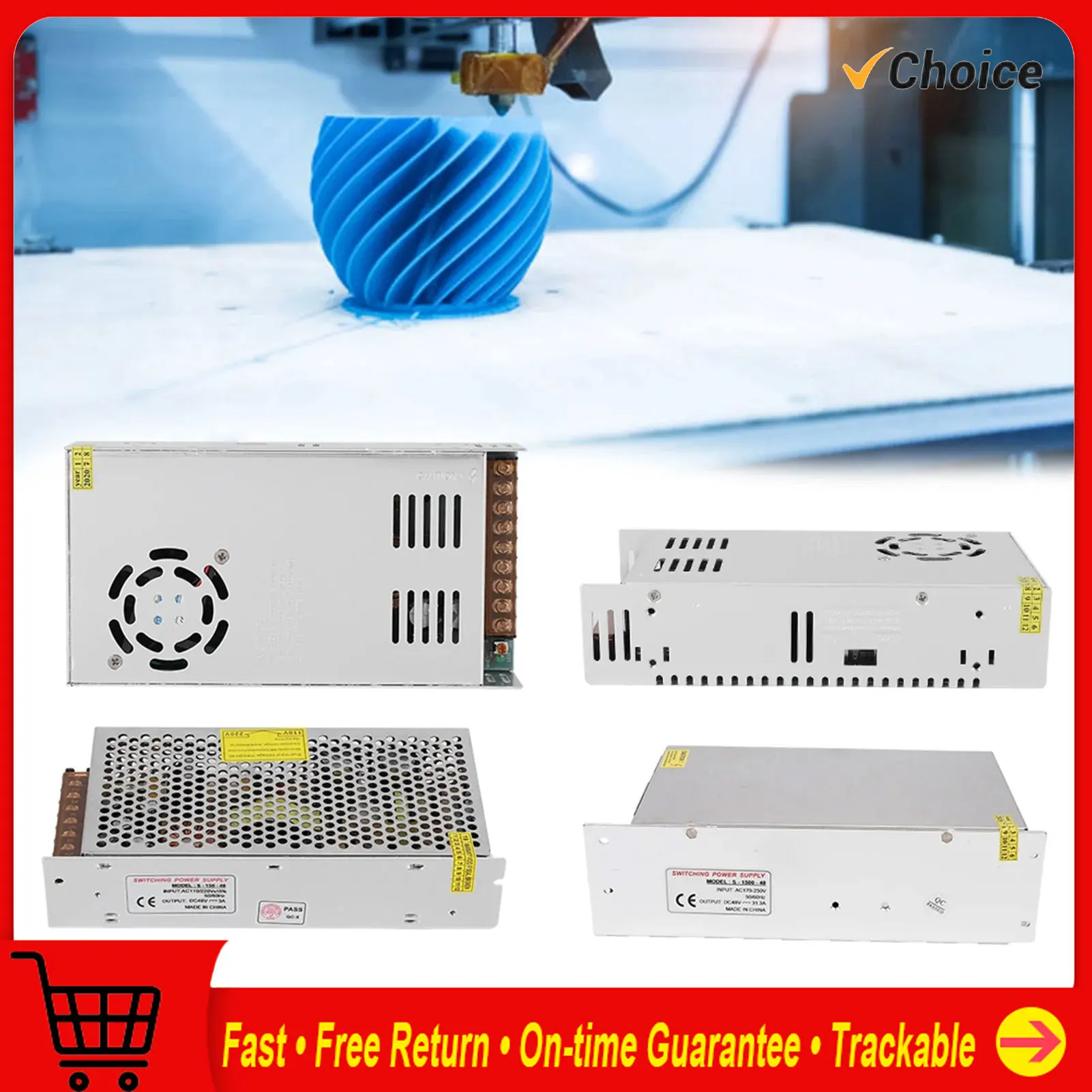 Medium Low Power Supply Driver Adapter Aluminum Alloy DC48V LED Screen Strip Light Driver 3D Printer Power Supply Driver Adapter