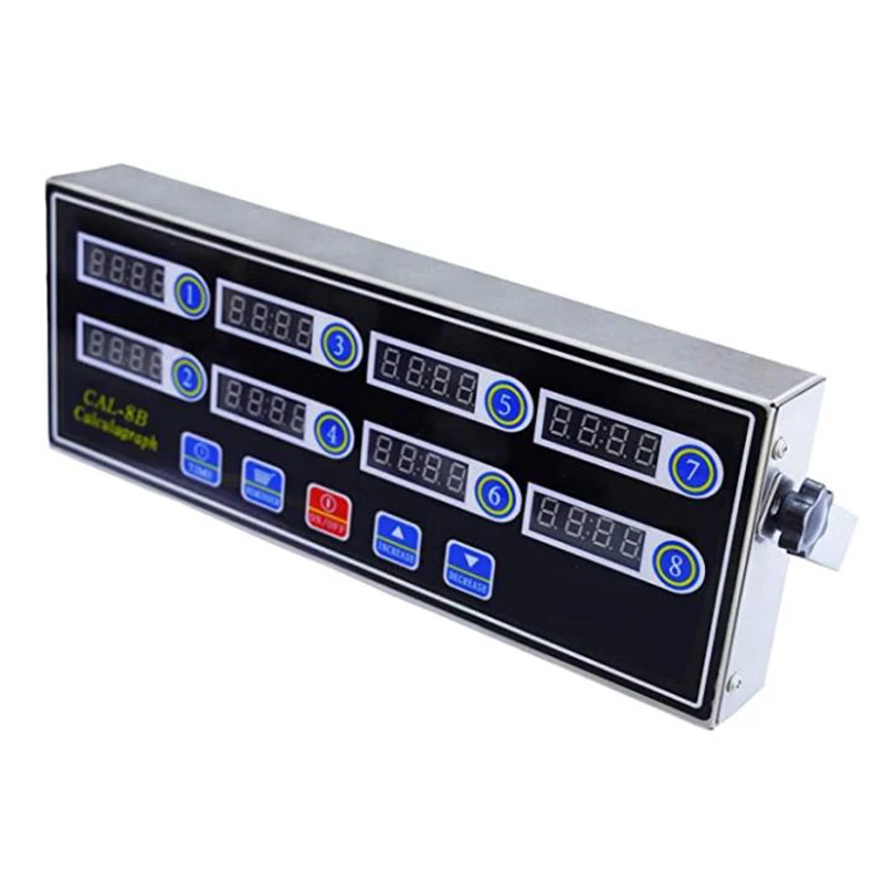 Temporizador de cozinha digital comercial de 8 canais, temporizador de cálculo de aço inoxidável com despertador, lembrete, plugue ue