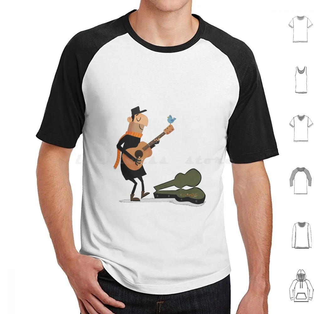باسكر تي شيرت القطن الرجال النساء DIY طباعة كول غير تقليدي رائع الموسيقى الغيتار الصوتية الغيتار باسكر #1