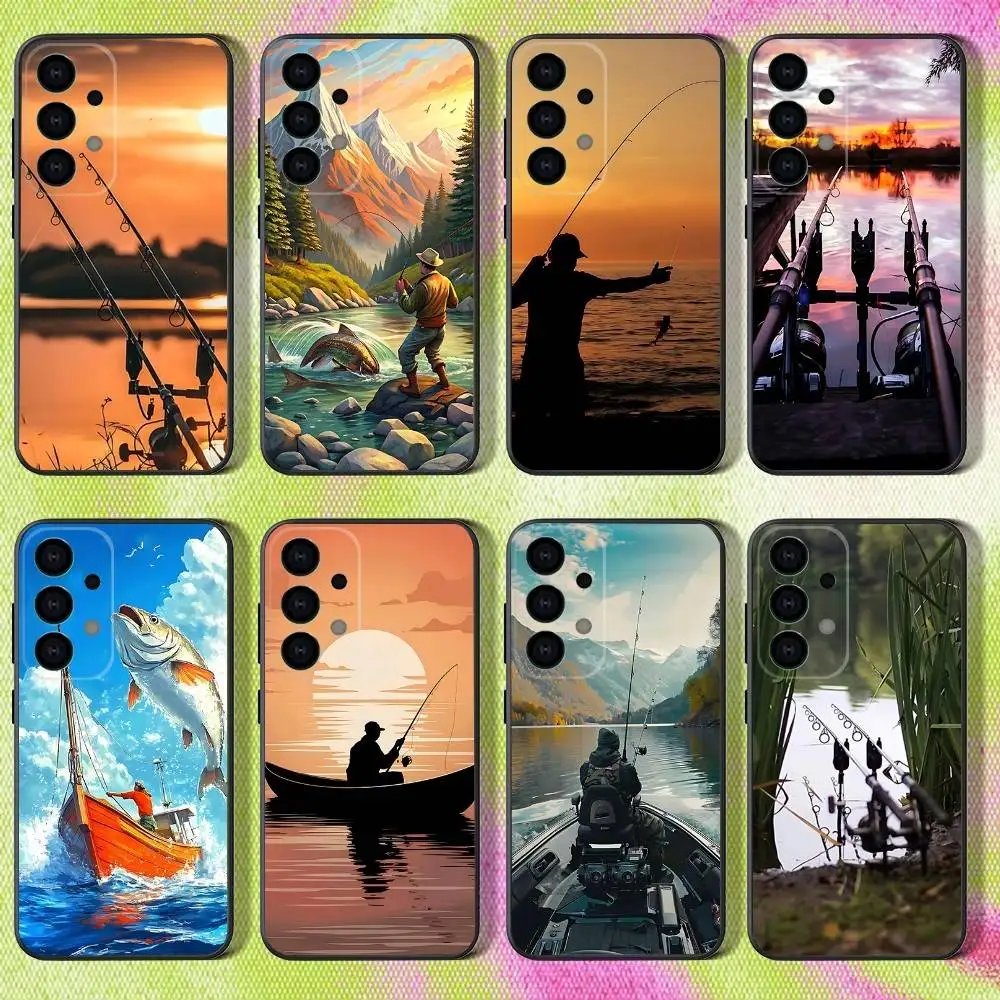 

Carp Fish Fishing rod coque Phone Case For Samsung S25,S24,S21,S22,S23,S30,Ultra,S20,Plus,Fe,Lite,Note,10,9,5G Black Cover