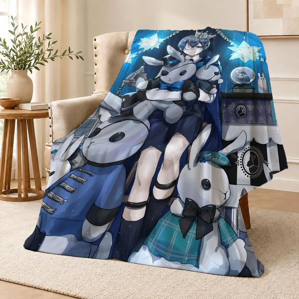 Anime Black Butler Kuroshitsuji Gothic Throw Soft Flannel Throw Blanket for Couch Bed Sofa Warm Cozy Lightweight All Season
