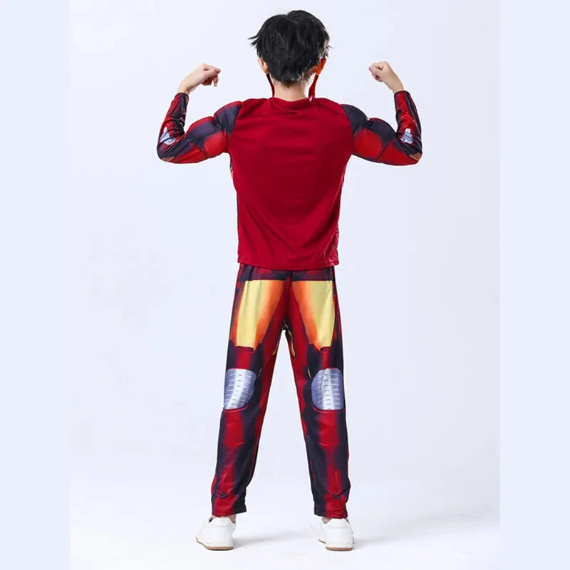 Sky03 Bambini Iron Man Costume Cosplay Party Tuta muscolare Supereroe Vestito per bambini Ragazze Ragazzi Top Pantaloni Set Abbigliamento casual Ha55Hu%