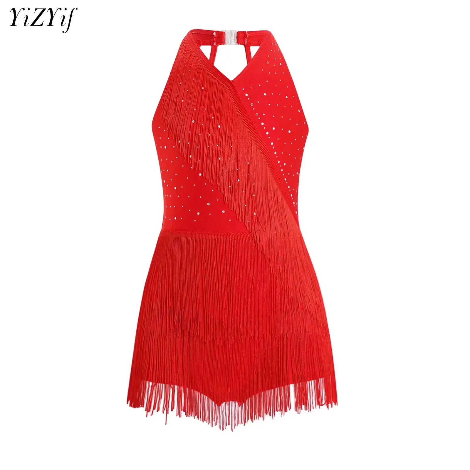 

Sequin Modern Hip Hop Jazz Dance Bodysuit Leotard Children Girls Sleeveless Tassel Latin Dance Dress Performance Costume