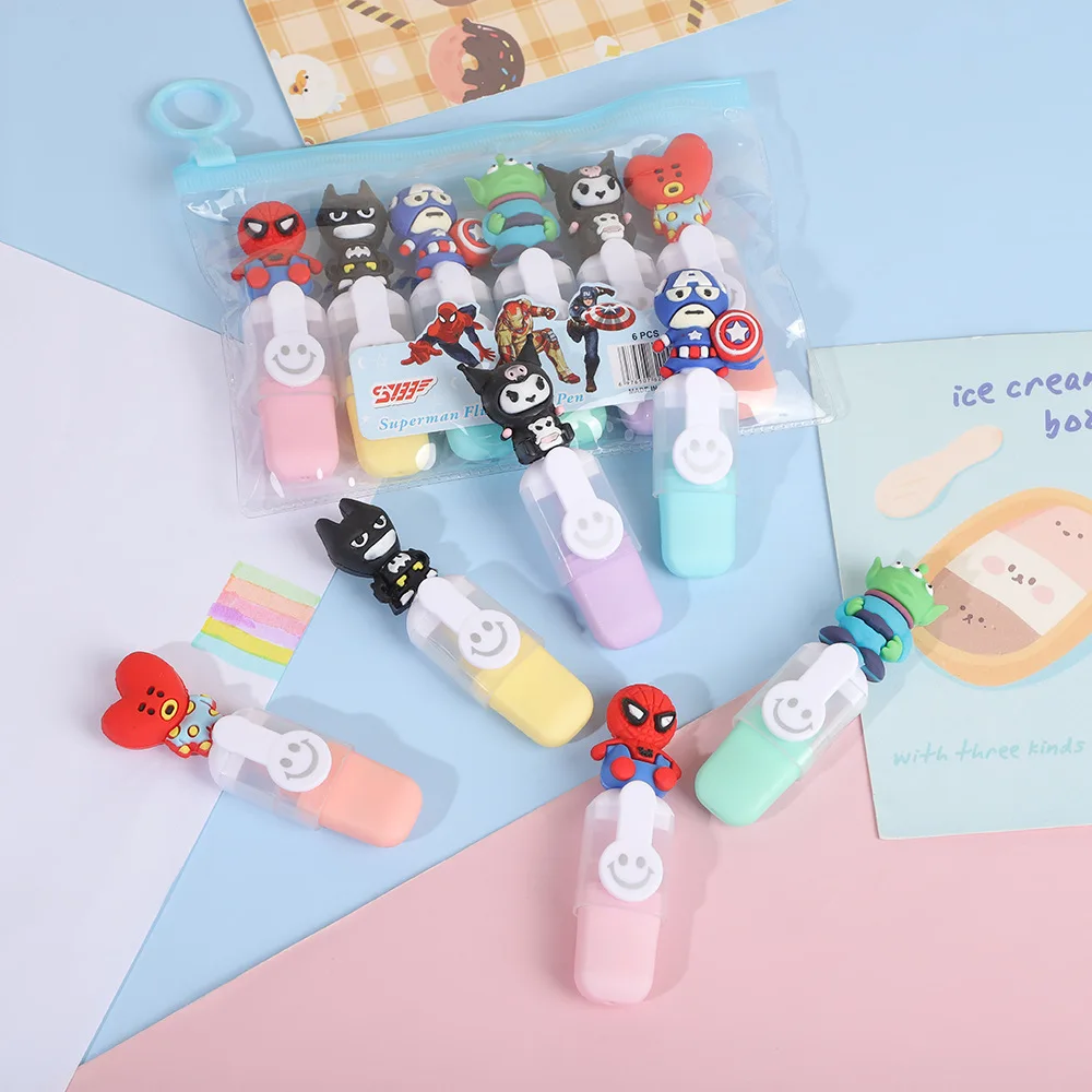 6 Stück Disney Stitch Bagged Mini Textmarker Lilo & Stitch Cartoon 6 Farben Diy Handbuch Stift Niedlicher Student Marker Briefpapier Geschenk