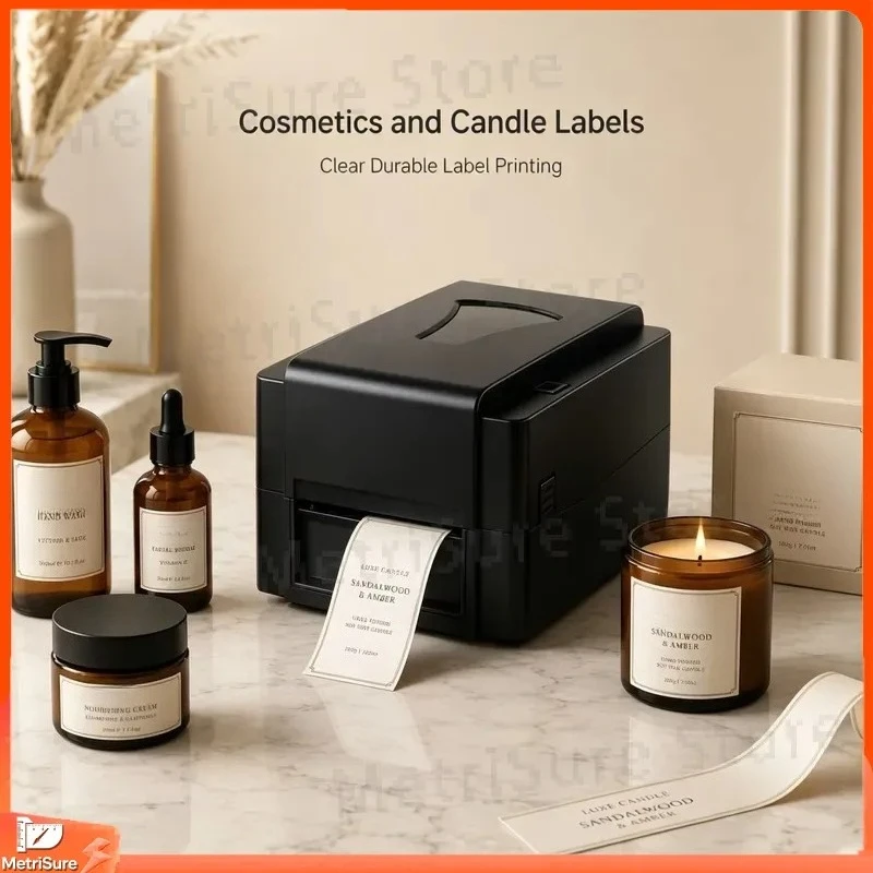 Desktop Heat Transfer Color Ribbon Label Printer Custom Sticker Maker Nylon Hang Tag Printer for Gift Packaging Labeling