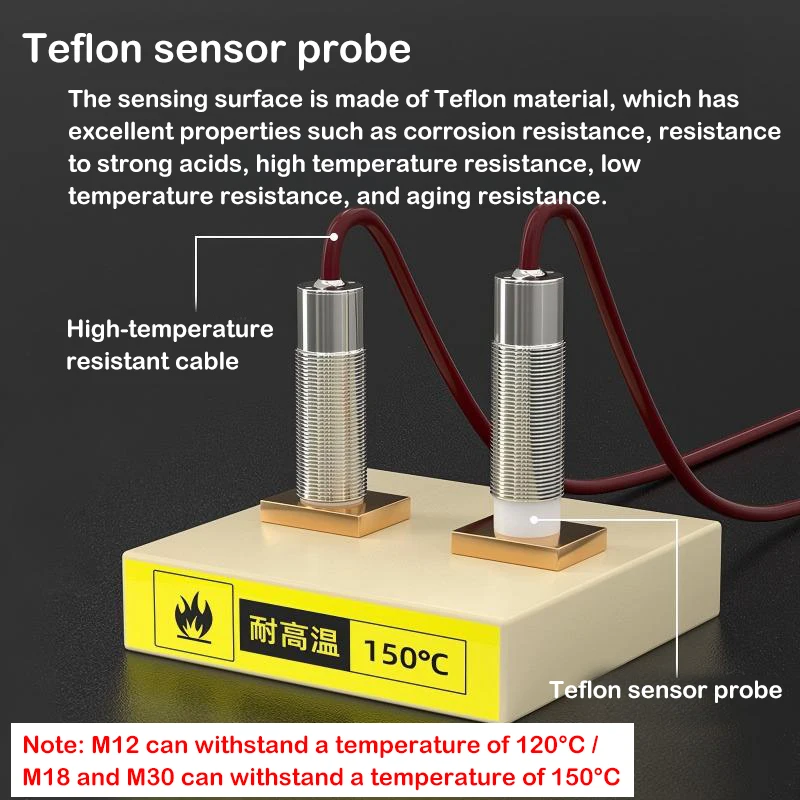 High-temperature resistant metal proximity switch M12/M18 limit switch sensor inductive three-wire NPN normally open 24V
