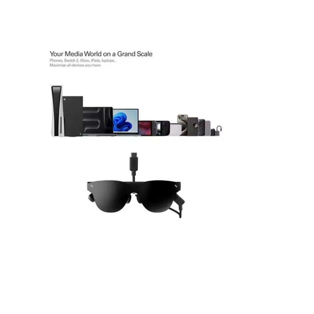 Rayneo Air 4 Pro Smart AR Glasses 3G Voice Control IPX-5 Waterproof 4k Video Capture Head-Mounted XR Support DP Agreement Black