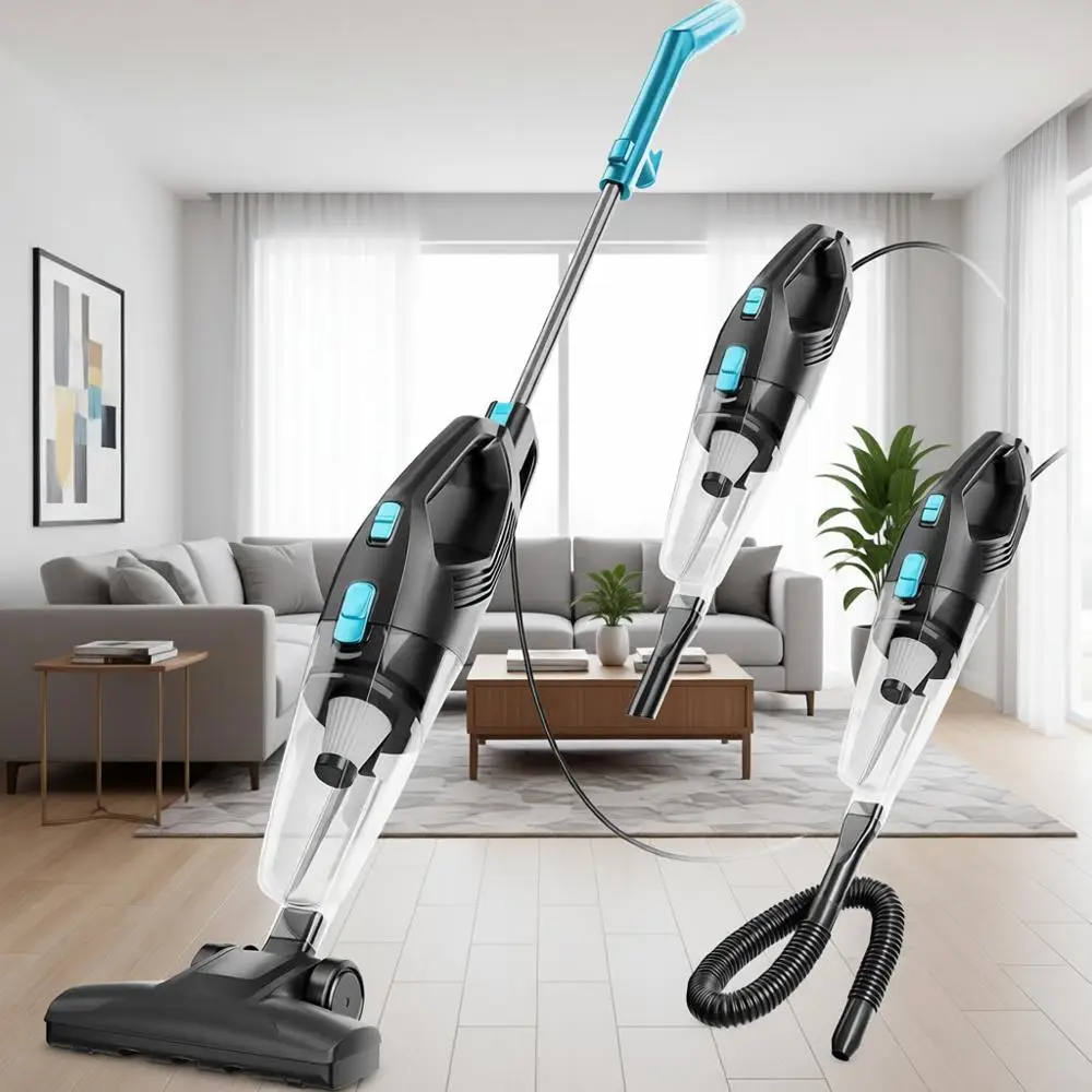 

Легкий и мощный пылесос с двигателем 450 Вт, 3-в-1, с кабелем 16,4 футов, для дома, твердых полов, ковров и шерсти животных - светло-голубой