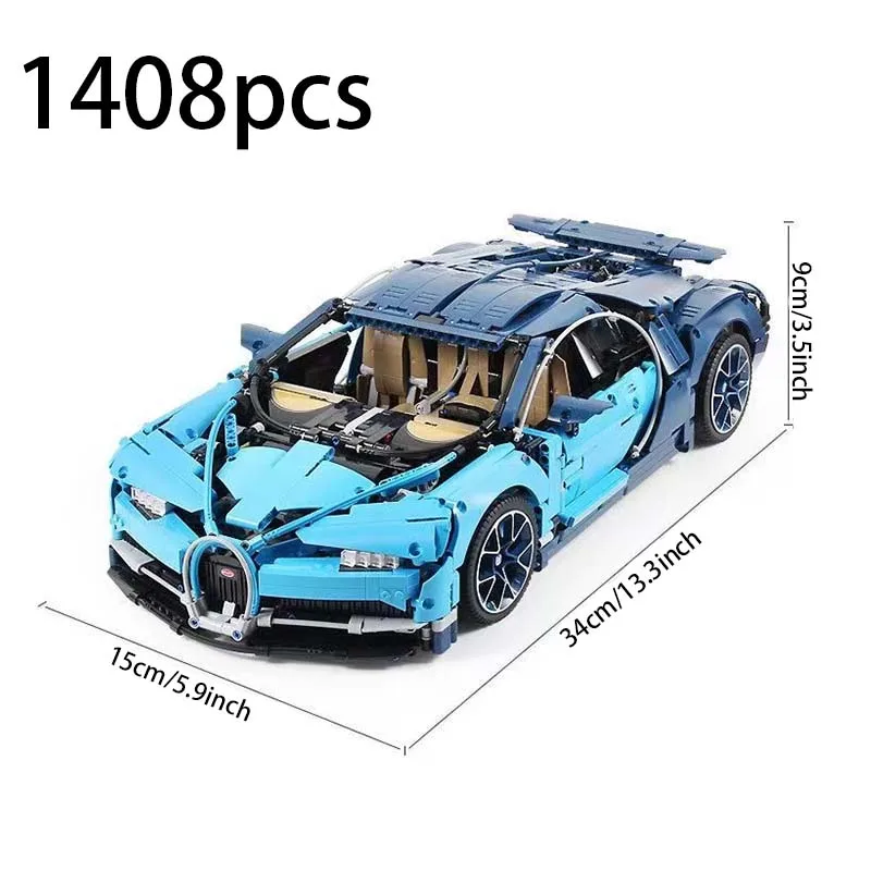 1408 PCS mechanical remote control assembled racing car Bugatti famous racing car model suitable for  building blocks