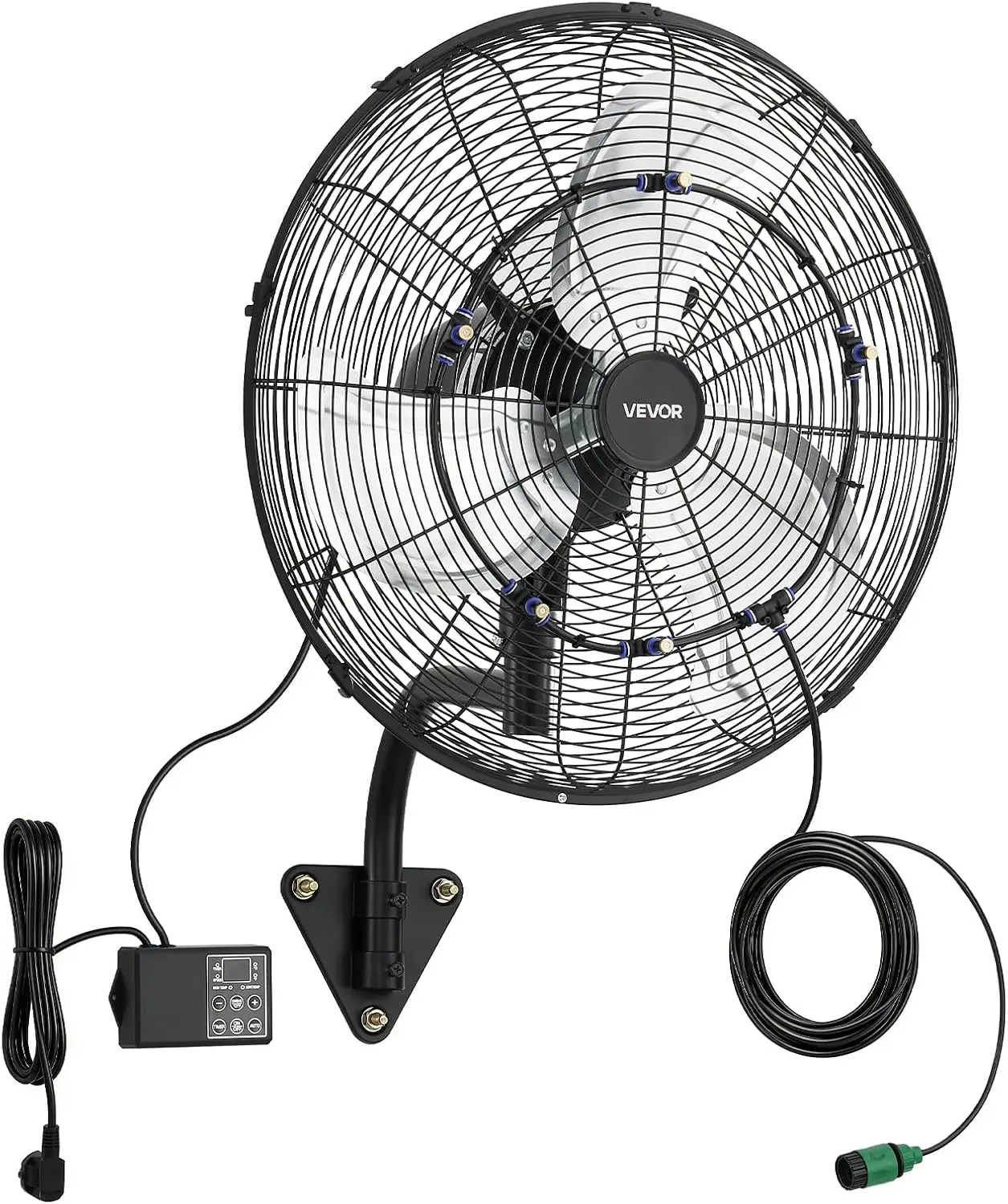 Wall Mount Fan, 20 in Wall Mounted Hanging Fan with Oscillating & Mist, Remote, IP44-rated, 3-Speed, 18h Timer, Temperature Cont