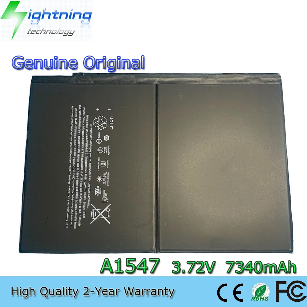 New Genuine Original A1547 3.72V 7340mAh Laptop Battery for Apple iPad Air 2 / iPad 6 (6th Gen) A1566 A1567