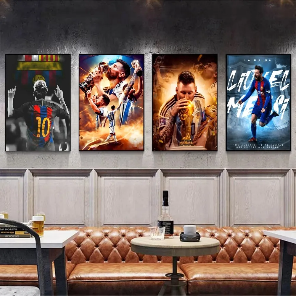 1 قطعة نجم كرة القدم L-Lionel M-Messi المشارك ذاتية اللصق الفن ورق مقاوم للماء ملصق مقهى بار غرفة جدار ديكور