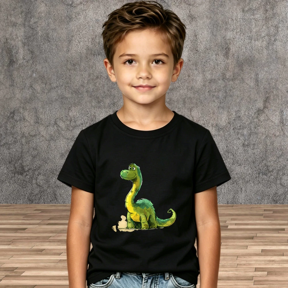 Hot Selling Boys Dinosaur Pattern Cotton Tee Kid Casual Short Sleeve Shirts