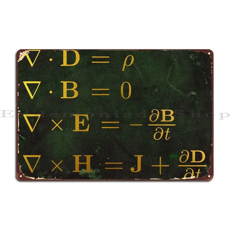 Maxwells Equations Metal Sign Printed Home Decoration Wall Mural Club Tin Sign Poster