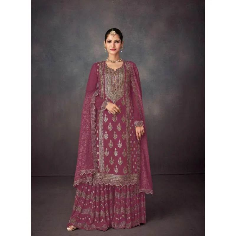 

Georgette Indian Pakistani Style Kameez Plazzo Suits Ready To Wear Sharara Dress