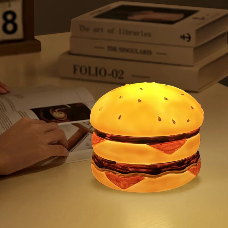 New Fun Burger Design Hand Drawn Patting Night Light Children's Sleep Atmosphere LED Night Light Festival Gift