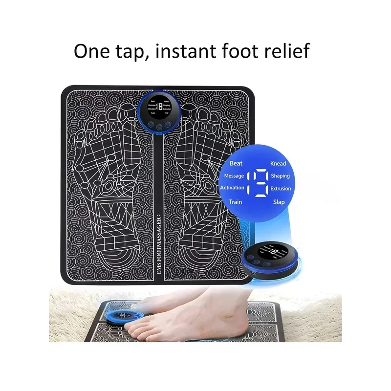 Rechargeable EMS Foot Massager Pad Electric Foot Relaxation Tools Promote Blood Circulation Portable Foot Massage Equipment For