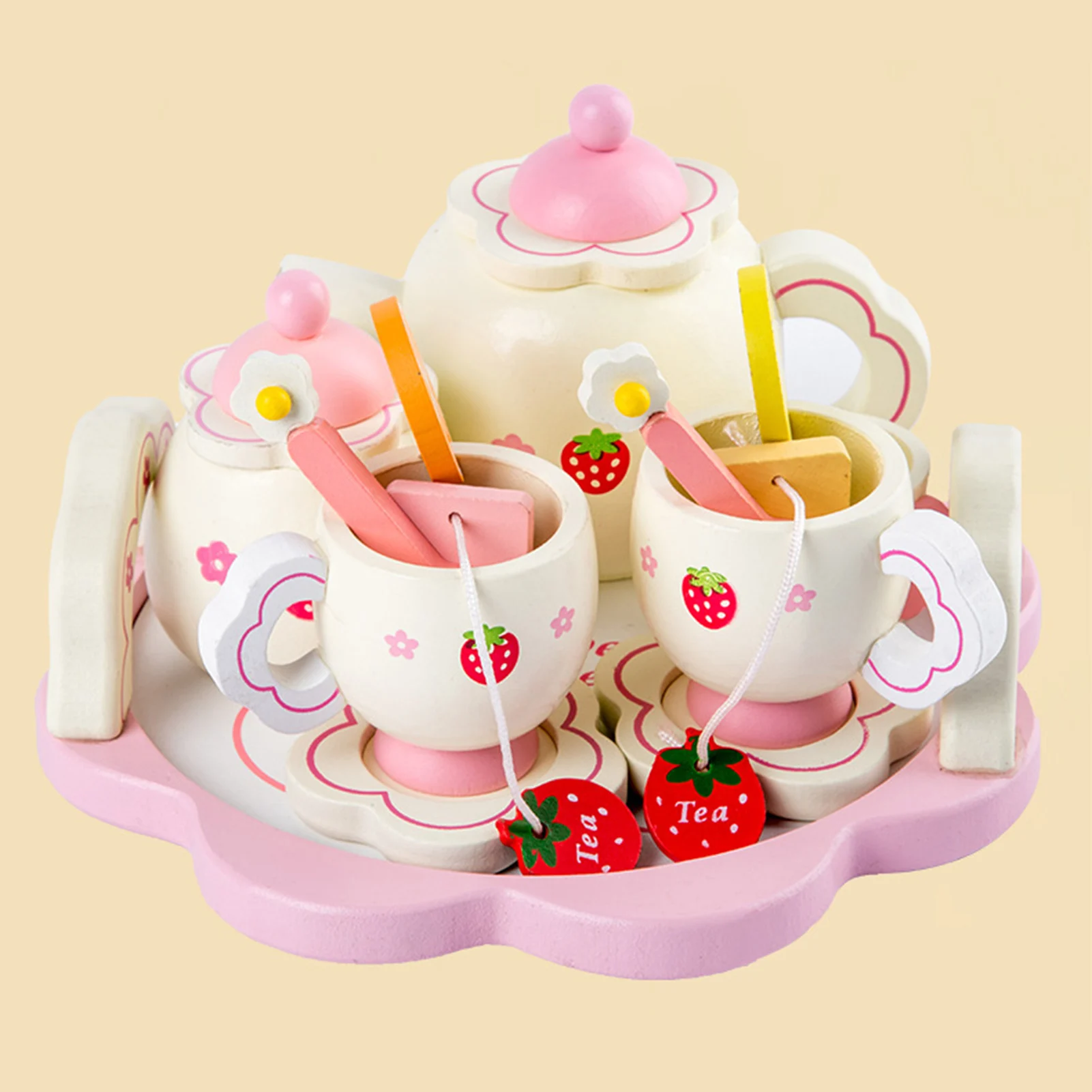 

Wooden Simulation Teacup Set Children Afternoon Tea Kitchenware Pretend Play Kids Tea Toy set Educational GIfts For Children