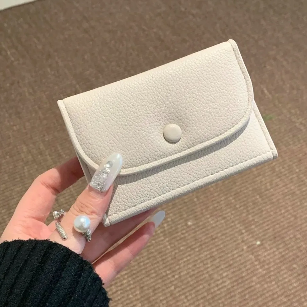 Elegante portamonete a grana litchi con cerniera ultra sottile Portafoglio corto da donna con pochette corta Porta carte multifunzione in pelle PU