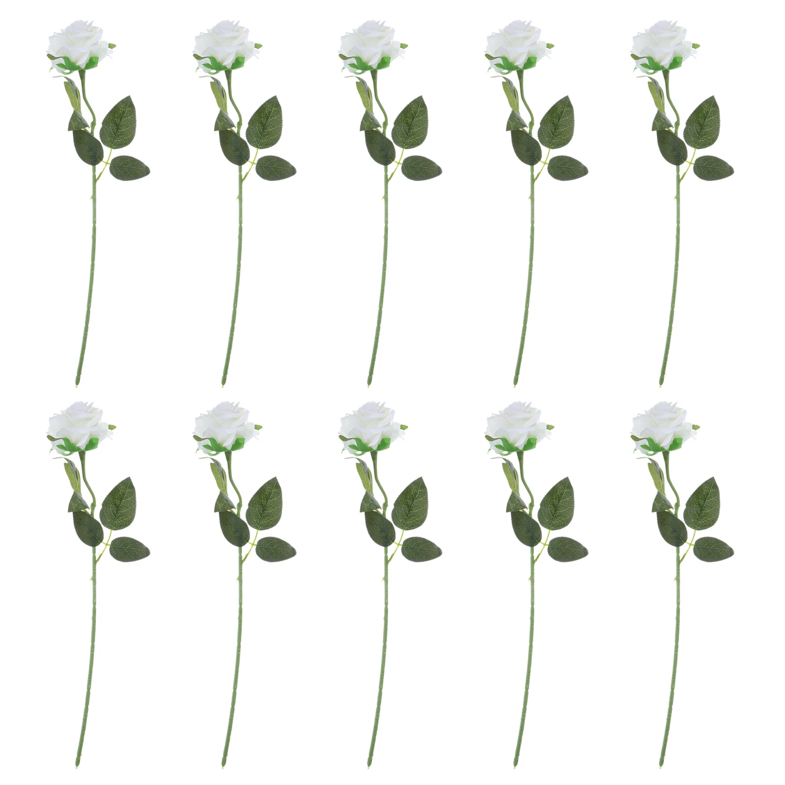 

10 Pcs Artificial Rose Decorative Flowers Roses Vintage Realistic Plastic with Stems Bouquet Bride