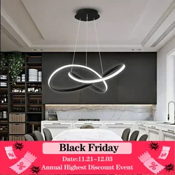 Nowoczesne lampy wiszące LED oświetlenie restauracji 50/60CM lampa geometryczna sypialnia salon czarny biały wystrój domu oprawa otoczenia