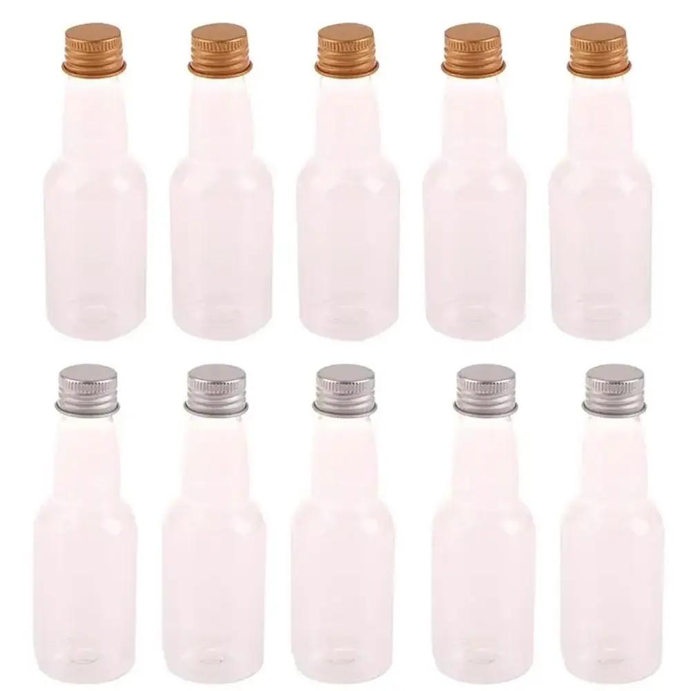 5Pcs Wine Bottle Plastic Spirit Bottle Small Silver/ Gold Caps Alcohol Shot Bottles 60ml Party Supplies Mini Liquor Bottles Set