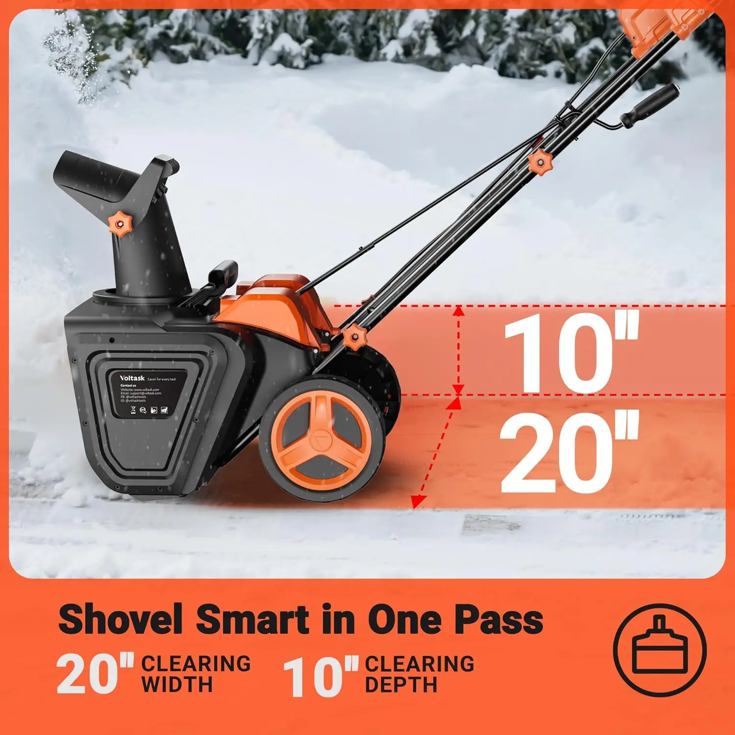 Cordless Snow Blower, 48-Volt | 20-Inch Brushless Electric Snow Blower Cordless, Battery Snow Blower with Directional Plate & LE