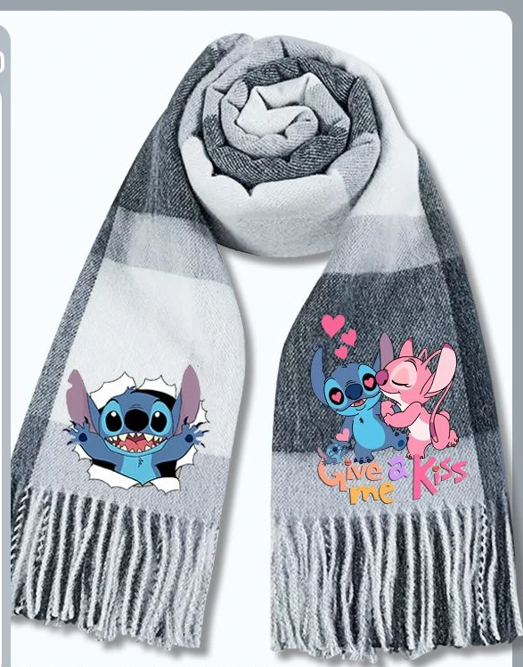 2024 New Disney Stitch Cartoon Scarf for Autumn and Winter Warmth Stitch Comfortable Warm Neck Thickened Couple Valentine Gifts