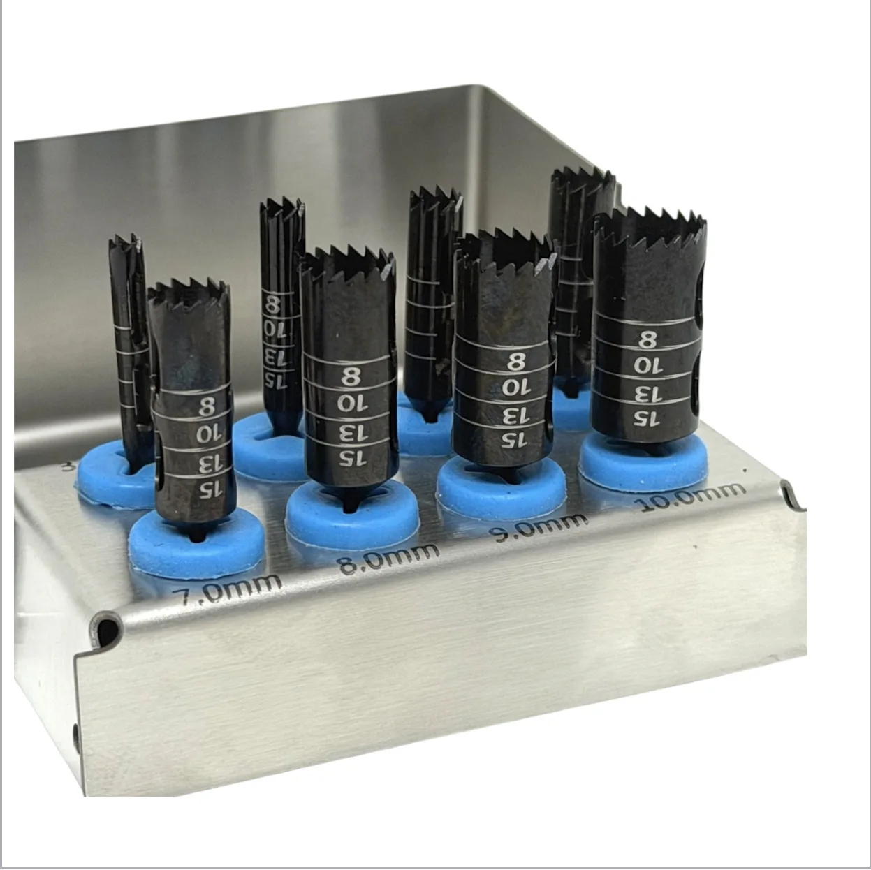 8Pcs Dental Implant Drills Kit Implant Long Trephine Bur Drills Surgical Instruments Dental Tools Black Titanium Coated Cutter