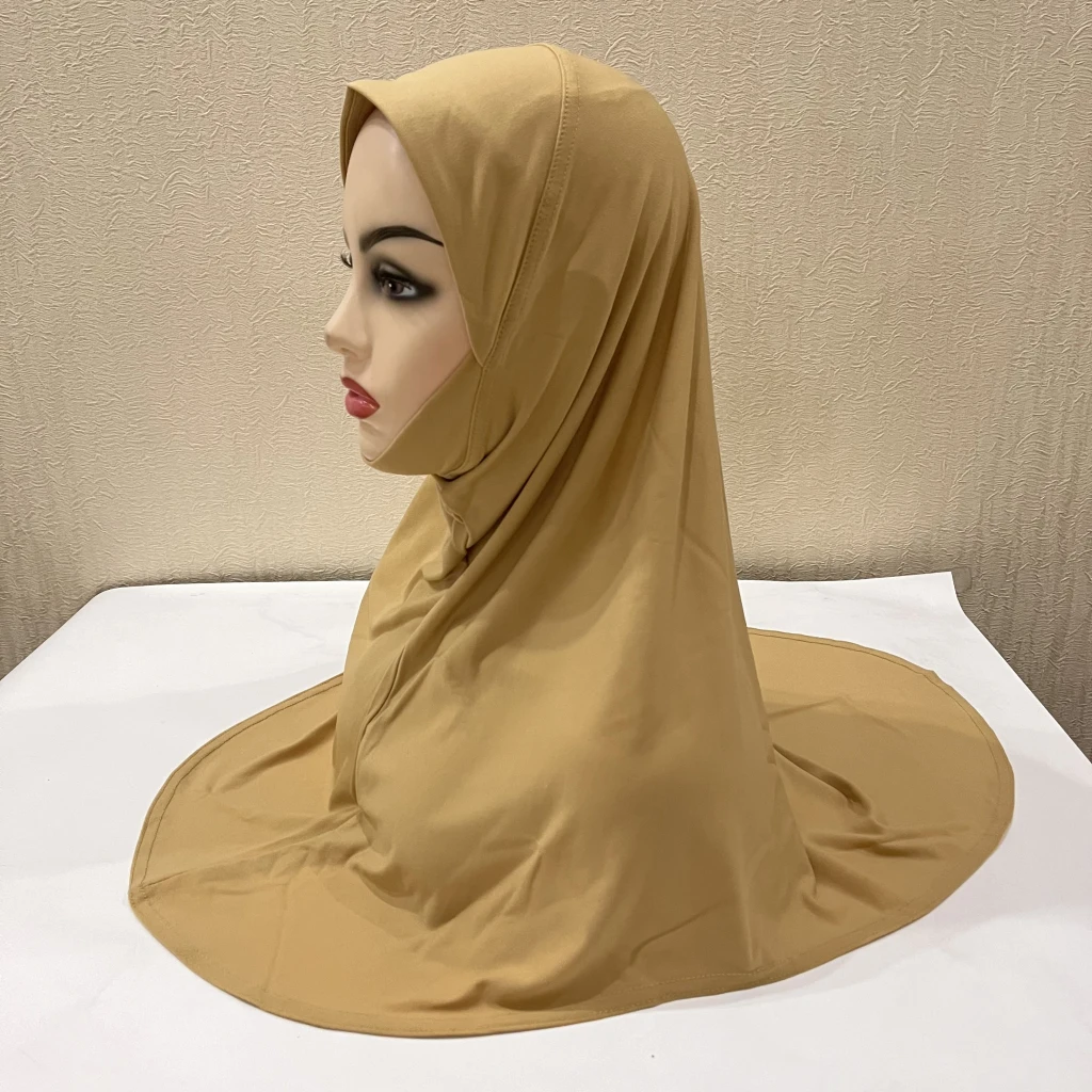 H302 Teenage girls Plain muslim hijab with chin part top quality amira pull on islamic scarf hot sell headscarf ramadan pray hat