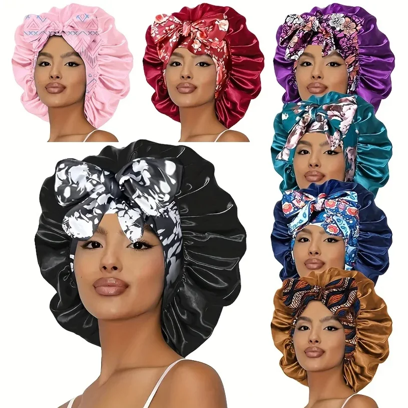 1Pcs Satin Waterproof Sleeping Cap Breathable and Environmentally Friendly Women's Sleeping Adjusted with Elastic Shower Cap