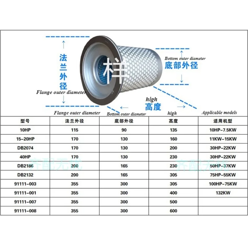 Screw Air Compressor Oil Filter Separator Element for Filter Barrel Element Built-in Oil Gas Separator Cartridge Accessories1PC