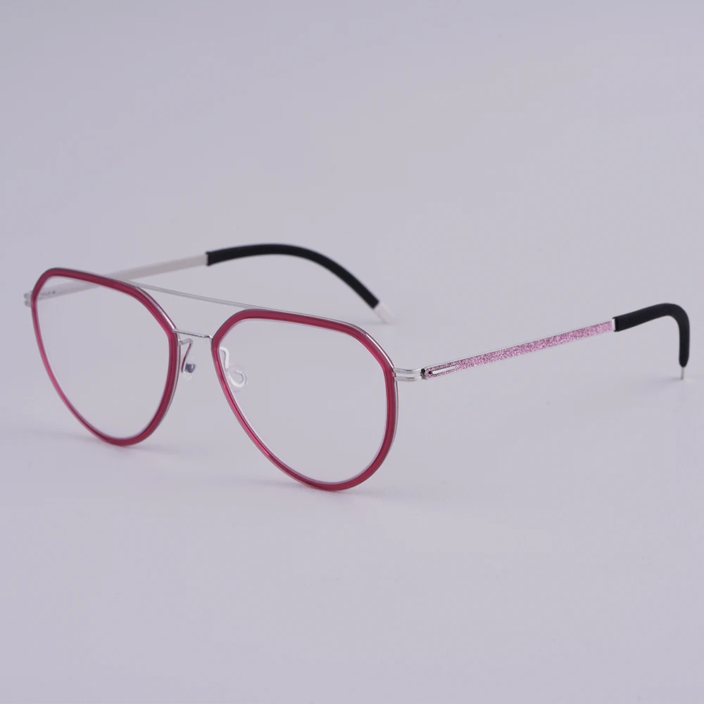 

Оправа для очков из чистого титана с двойной дужкой, ручной работы, мужские очки-авиаторы, ультралегкие женские очки, качественные мужские очки