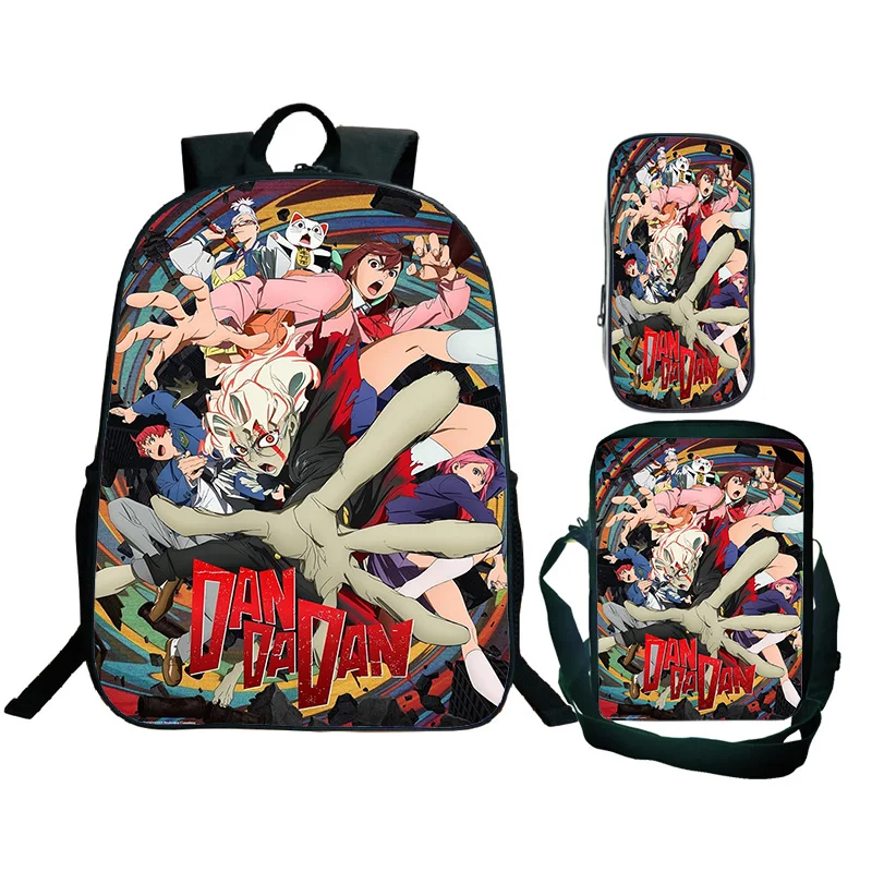 DAN DA DAN أنيمي نمط الحقائب المدرسية في سن المراهقة موضة حقيبة الظهر حقيبة كروسبودي القلم حالة 3 قطعة Dandadan طالب حقائب الكمبيوتر المحمول عادية