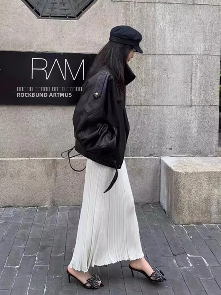 Jaqueta de Couro Retro de Hong Kong para Mulheres, Jaqueta de Motocicleta com Design Único, Tendência Coreana, Nova Chegada Outono Inverno