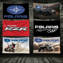 3x5 Ft Motorcycle P-Polaris Flag Polyester Digital Printing Banner for Garage Wall Art Out Door Decoration With Brass Grommets