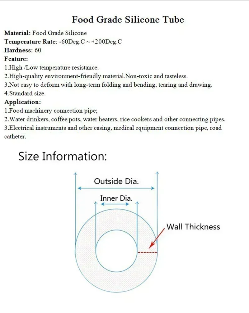 1M Clear Food Grade Silicone Rubber Hose ID 0.5 1 2 3 4 5 6 7 8 9 10 12 14 16 18 20 25 mm Soft Flexible Silicone Tube Water Hose