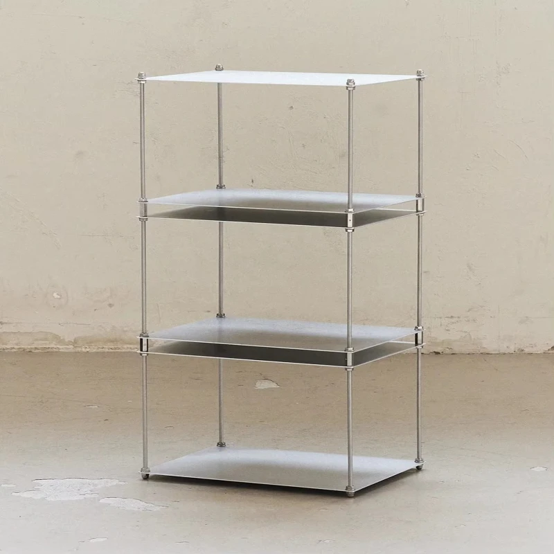 

Stainless Steel Industrial Style Modular Shelves Stacked Living Room Side Table