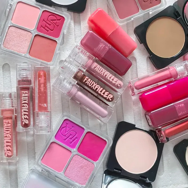 Hot Brand 4 Color Powder Blusher Plate Baby Pink Rose Berry Toasty Peach Matte Oil Control Waterproof Makeup Bombshell Lip Gloss
